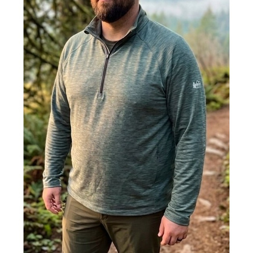 REI Co-op Active Pursuits Quarter-Zip Pullover Olive Green Men's XXL Sporty